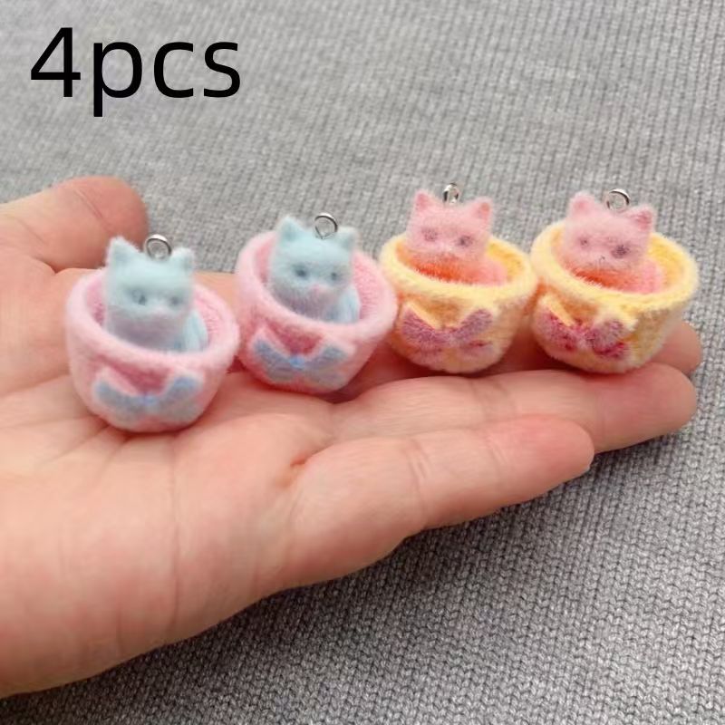 4pcs 3D plush resin cat pendan - Gaming Accessories Gifts ulasan dan harga