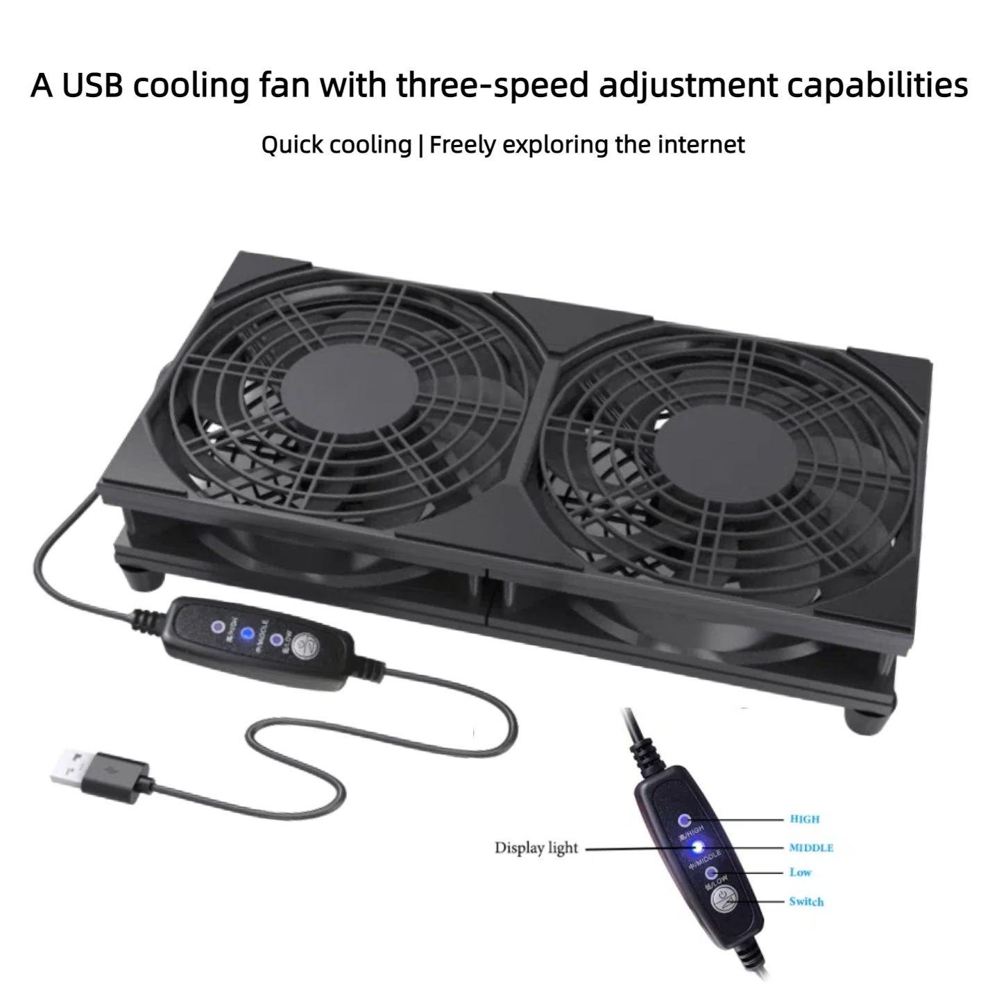 Dual USB Cooling Fan with 3-Sp - Fan Hub Rgb Controller ulasan dan harga