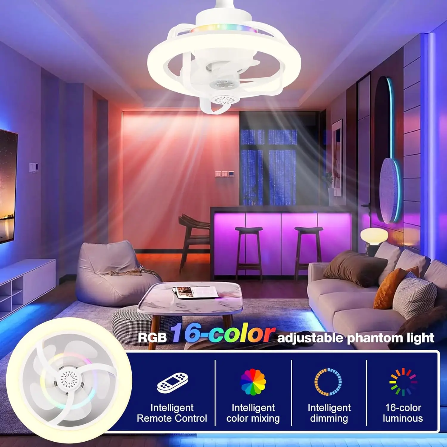 E27 Ceiling Fan Bulb With LED  - Fan Hub Rgb Controller ulasan dan harga
