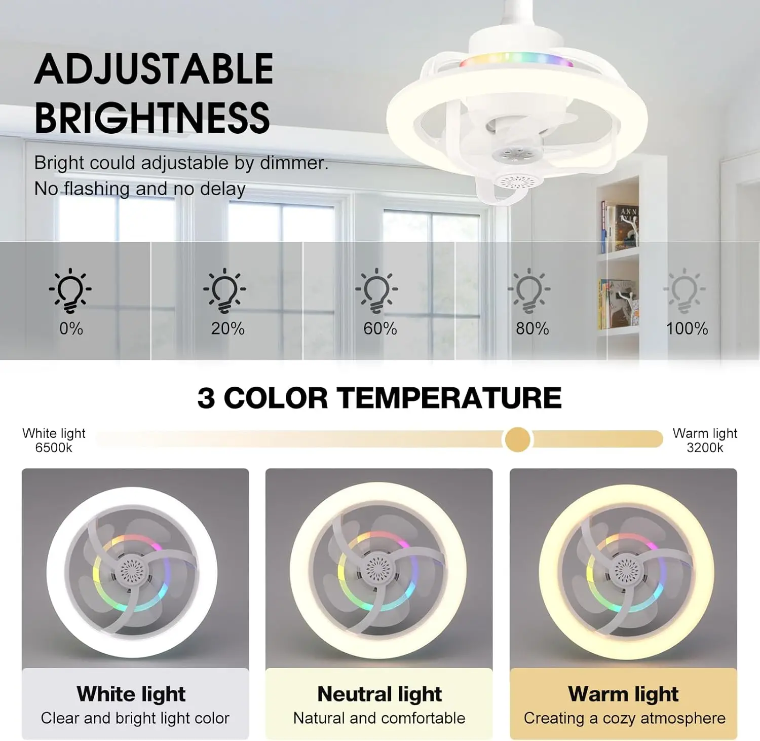E27 Ceiling Fan Bulb With LED  - Fan Hub Rgb Controller ulasan dan harga